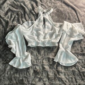 Boho, Festival, White Ruffled Women's crop Top size 4